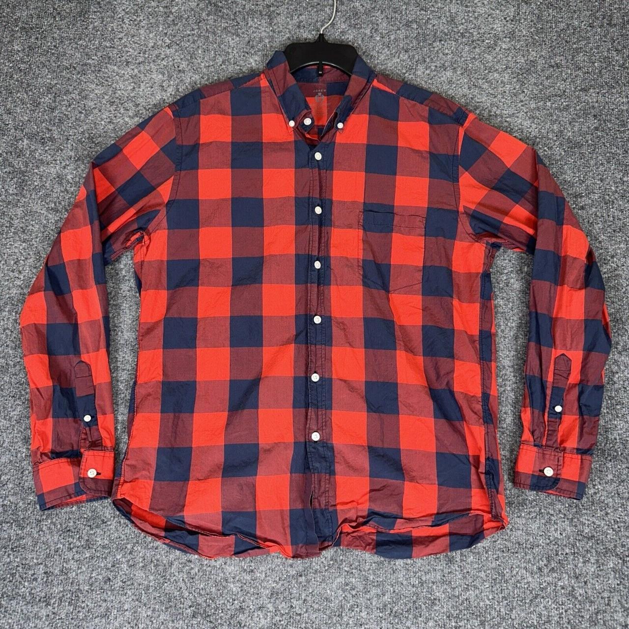 J Crew Shirt Mens Large Blue Red Plaid Button Down... - Depop