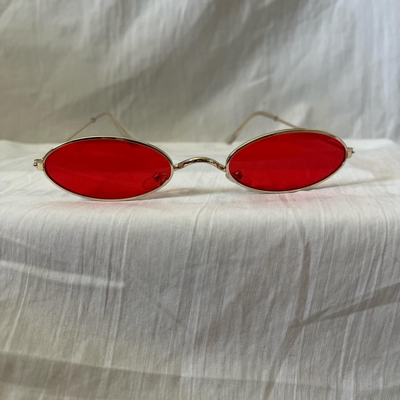 Women's Red and Gold Sunglasses | Depop