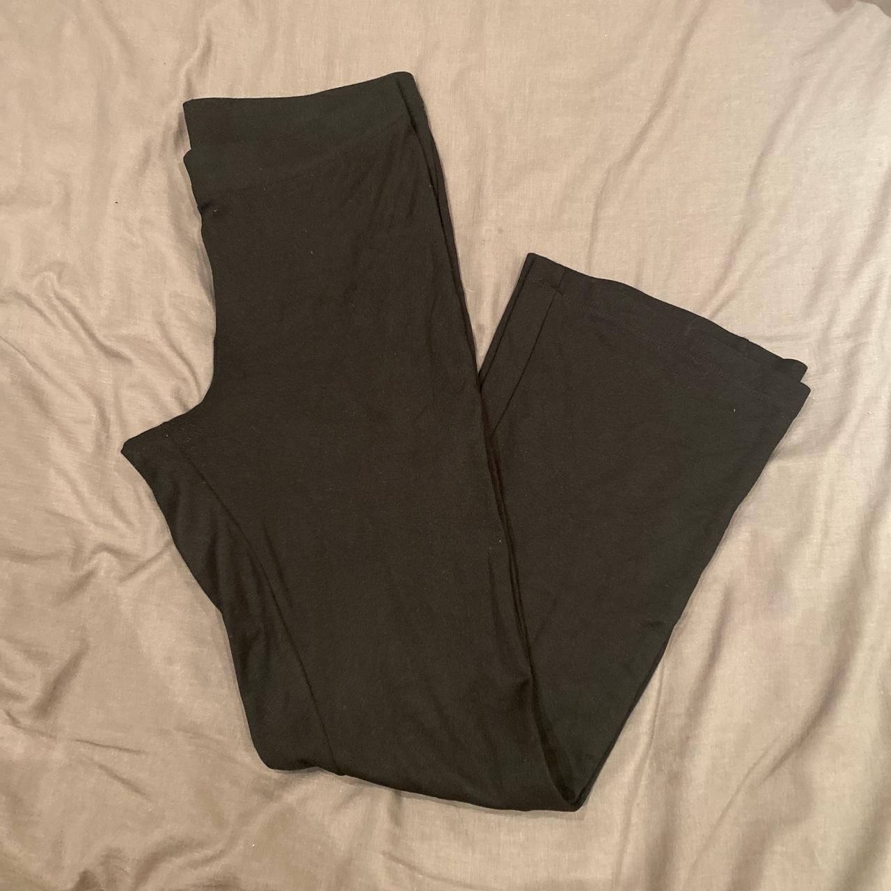 H&m black flared leggings. Size medium. Worn once. - Depop