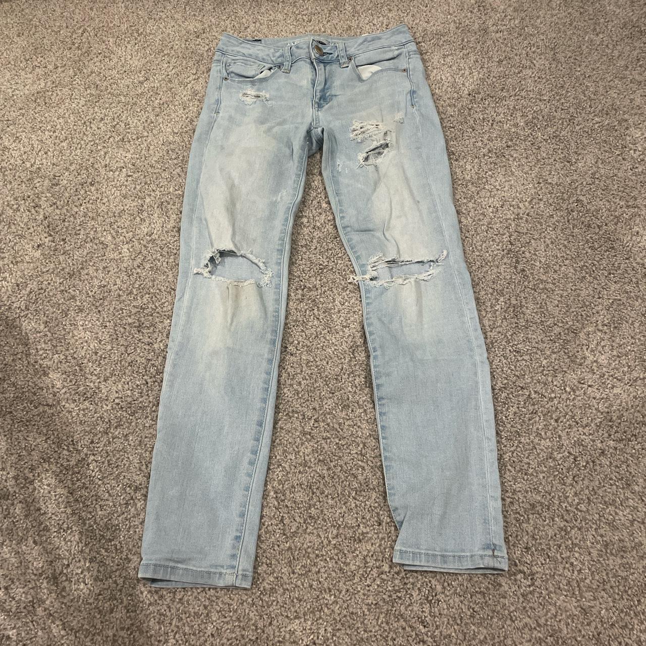 American Eagle Outfitters ripped light washed skinny... - Depop