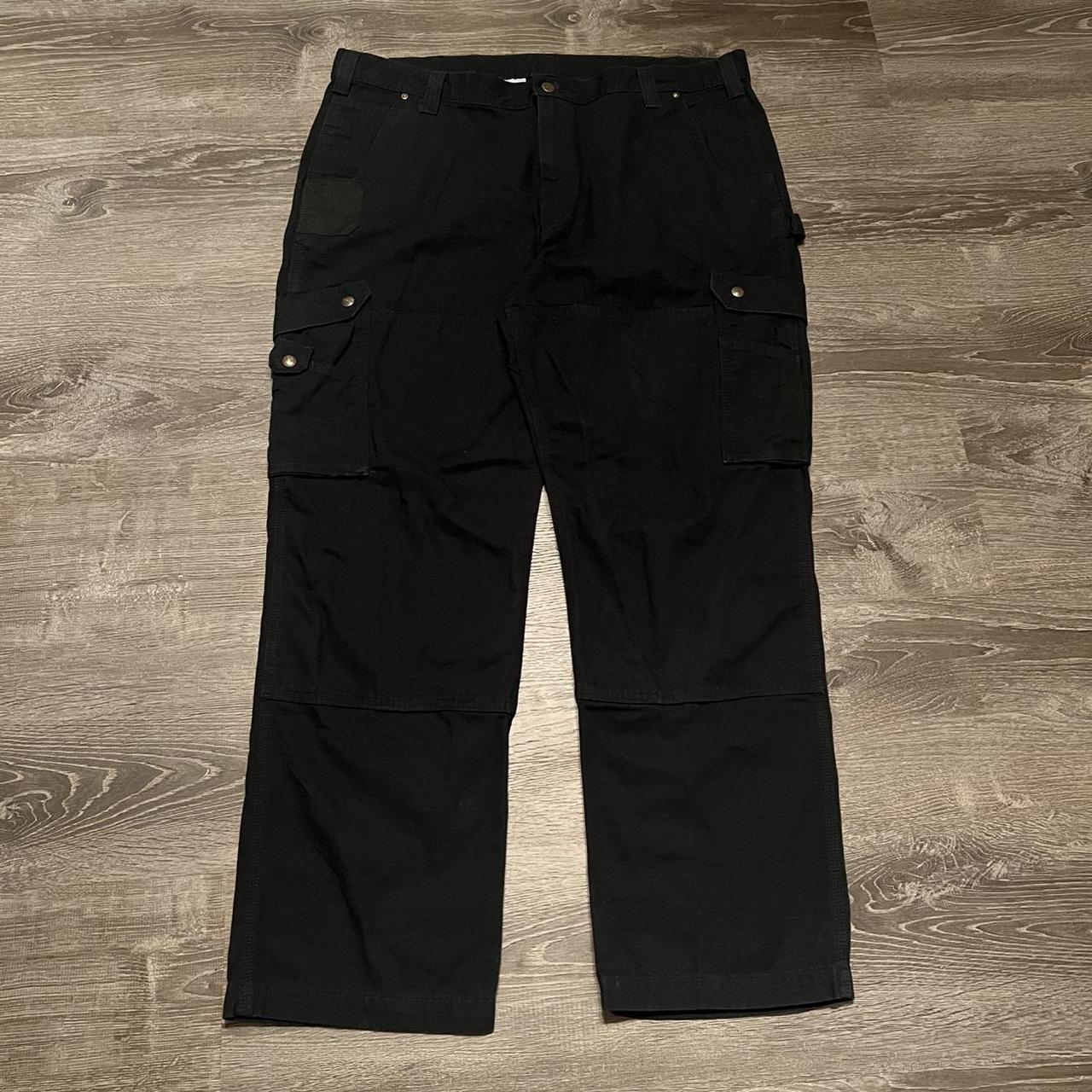 vintage black carhartt cargo / khaki pants size... - Depop