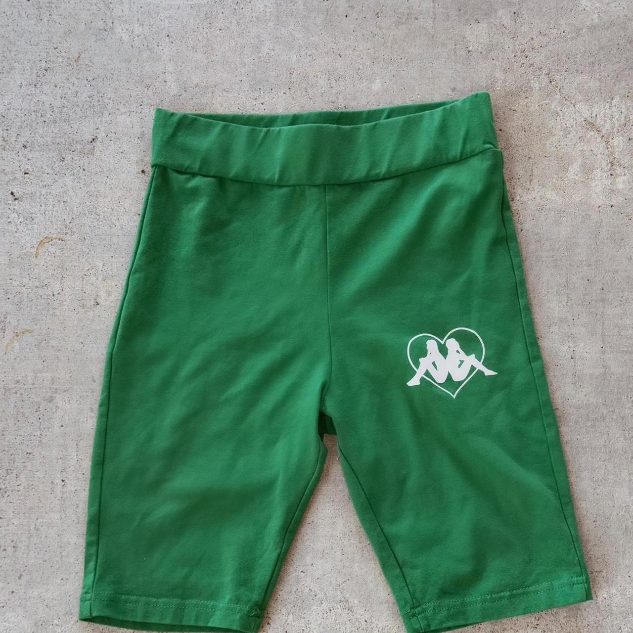 Kappa green and white biker shorts kappa shorts. Depop