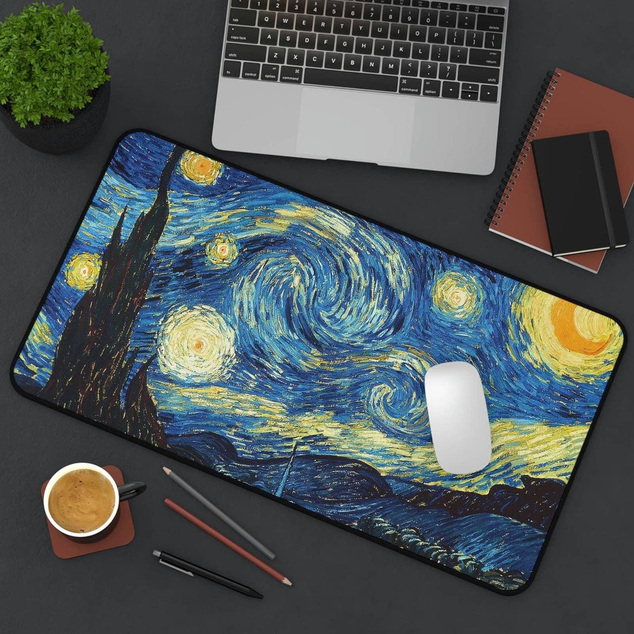 Crafted with a black foam backing, this desk pad is... - Depop