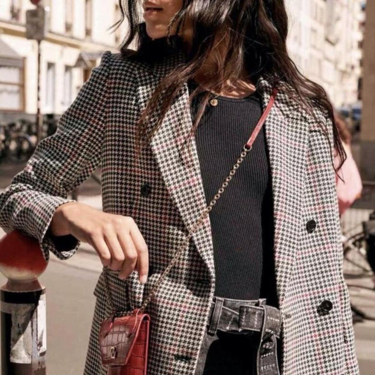 maje double breasted checked jacket