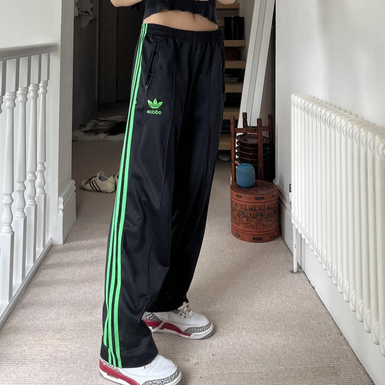 Vintage 90s adidas tracksuit bottoms Black with... - Depop