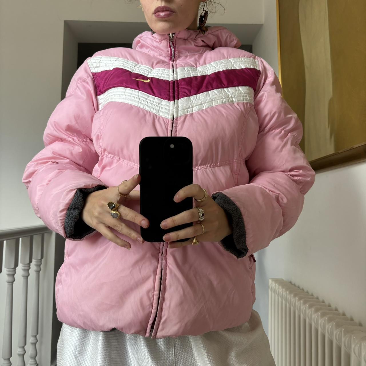 Vintage 00s Nike reversible puffer jacket Pink and. Depop