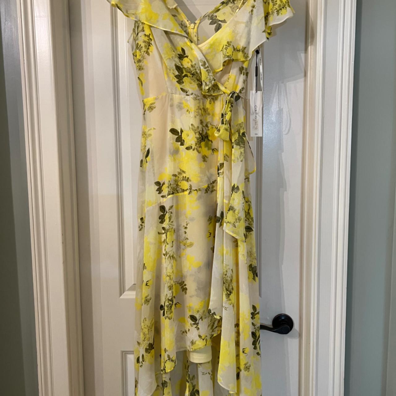 Calvin klein clearance yellow floral dress