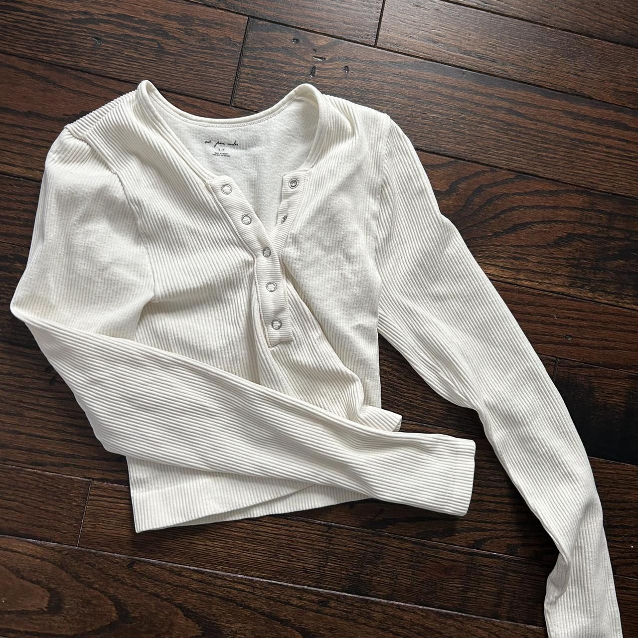 white henley crop top Depop
