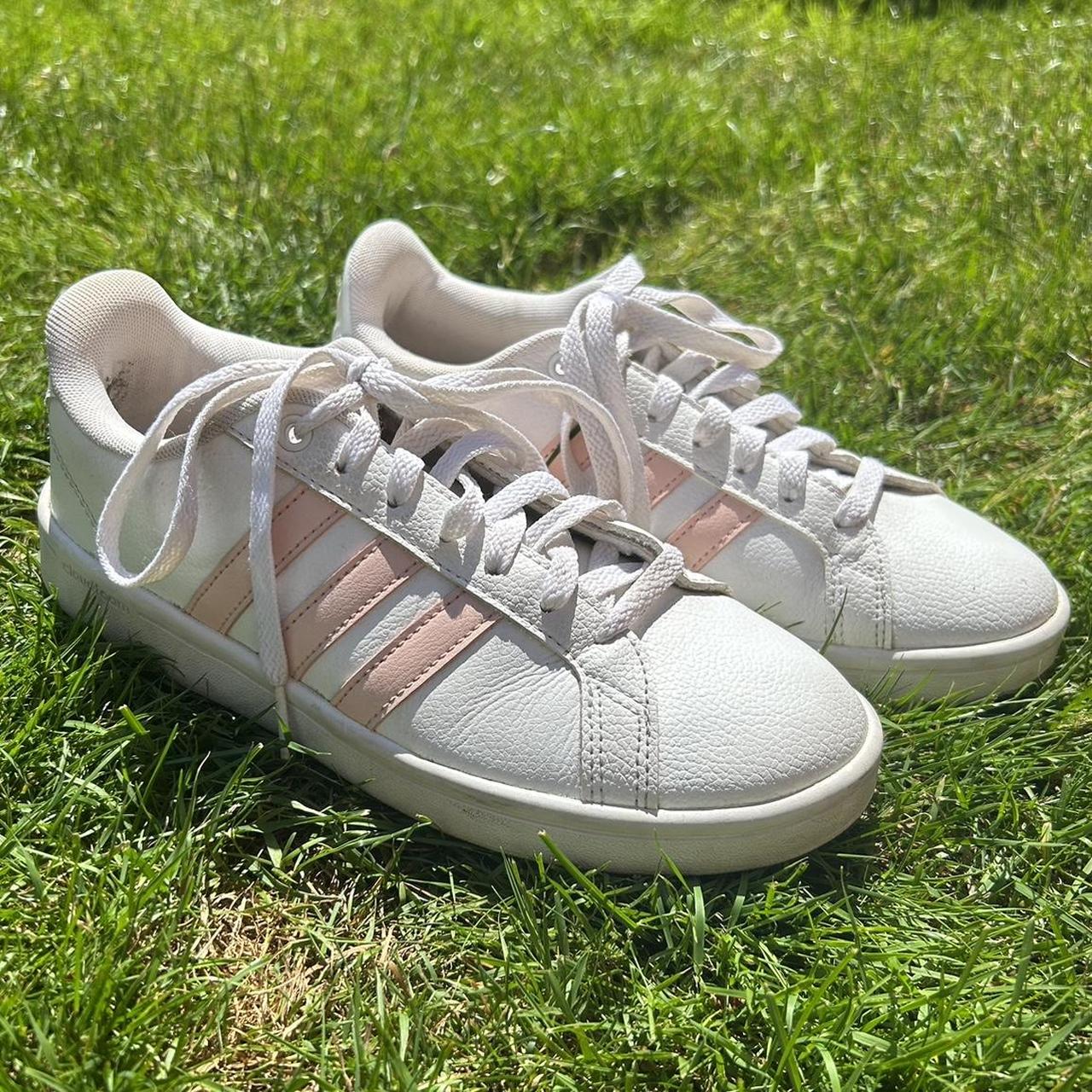 Adidas pink stripe trainers online