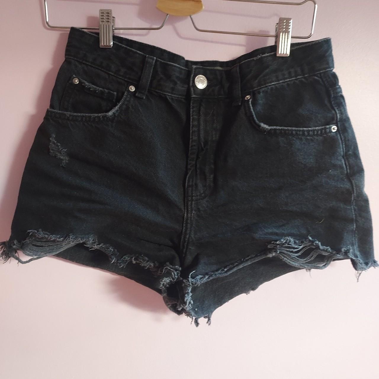 S black denim ripped shorts. womensclothes. Depop