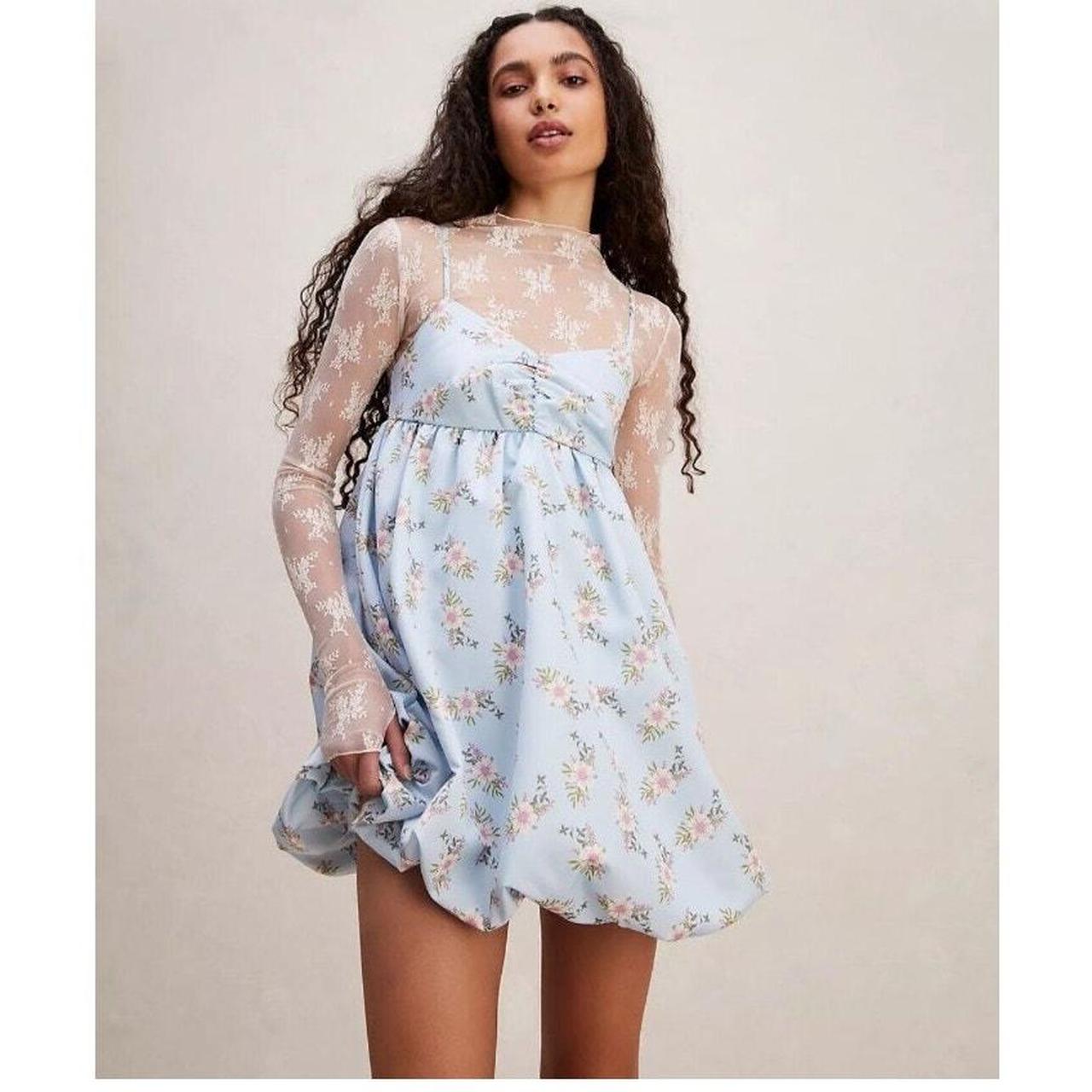 Free People In a Bubble Floral Babydoll Mini Dress - Depop
