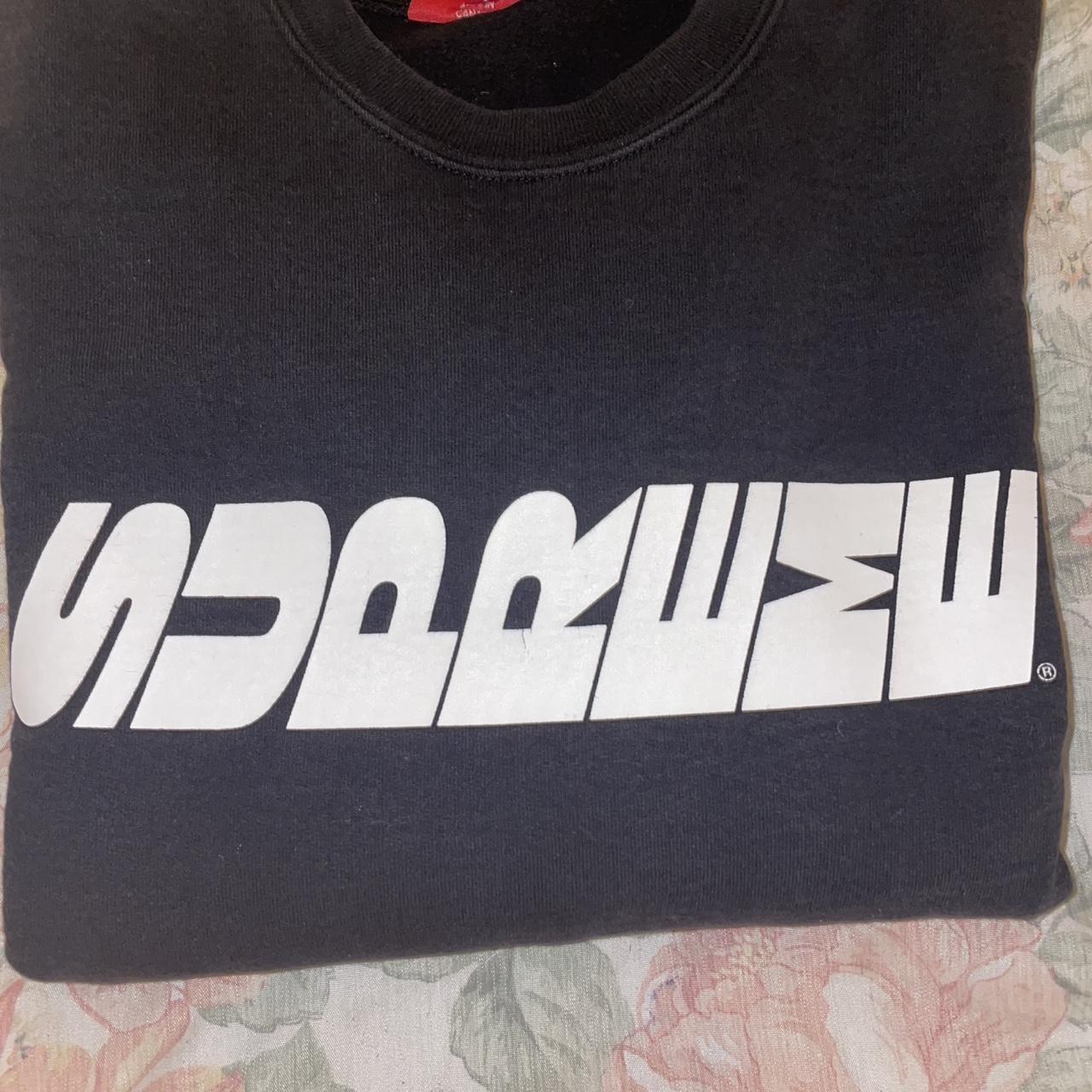 Supreme Sideways Logo Crewneck Sweater in Black size | Depop