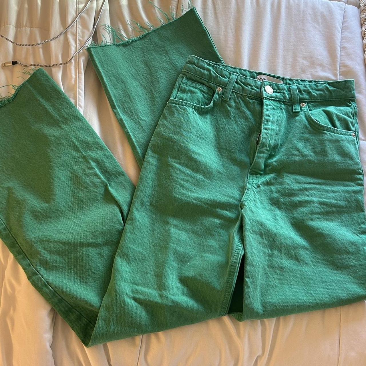 green zara jeans #trending #jeans #zara #green... - Depop