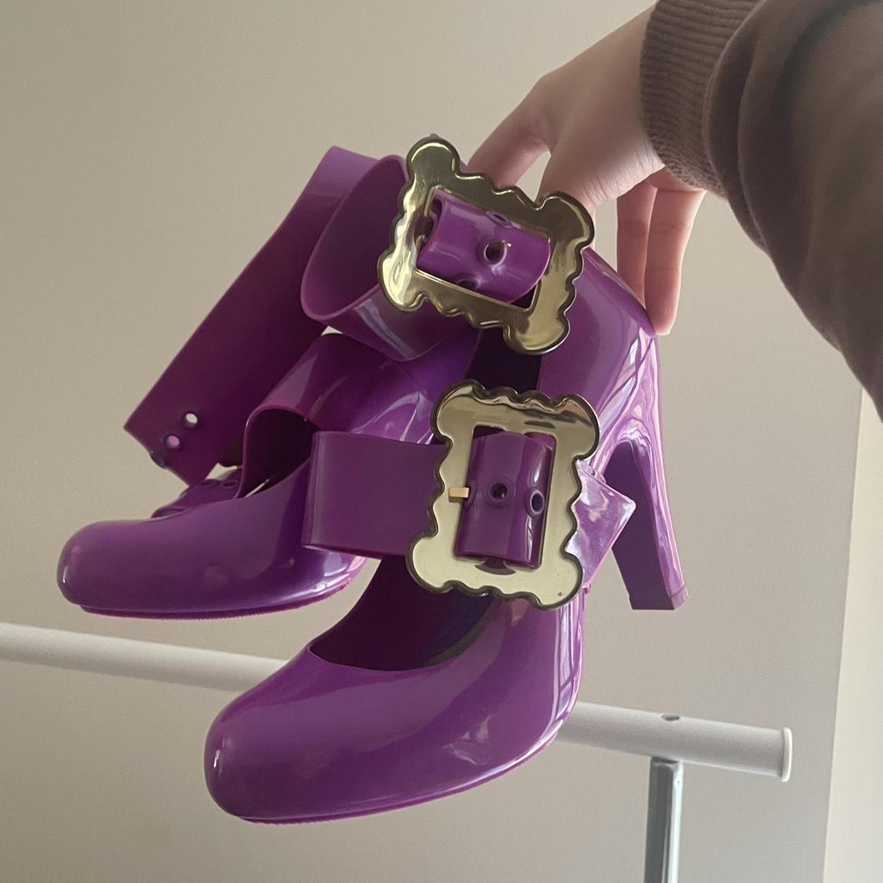 Purple fashion and gold boots