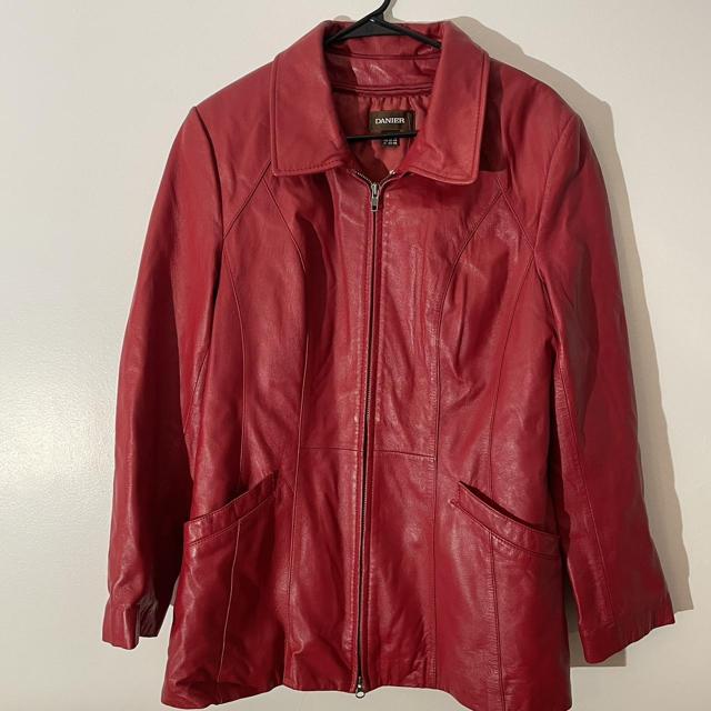 Danier red clearance leather jacket