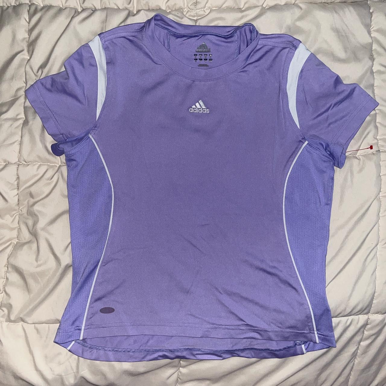 Adidas Women's White and Purple T-shirt | Depop