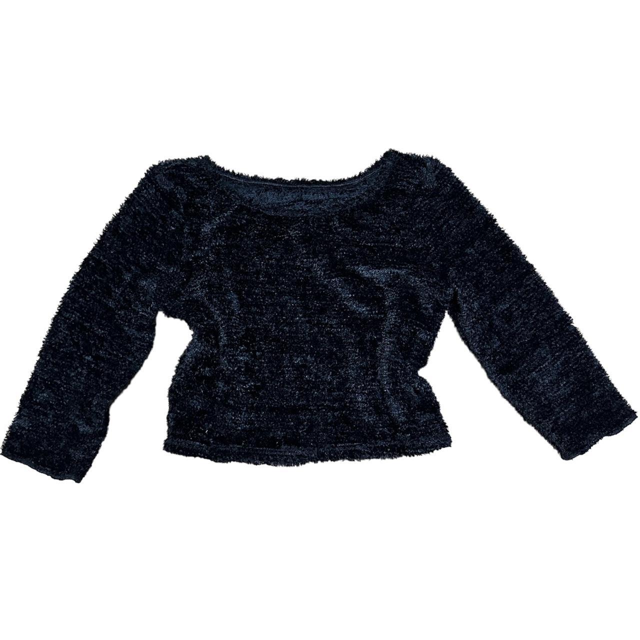 Black Fuzzy Crop Sweater Top 🖤 Fits size small... - Depop