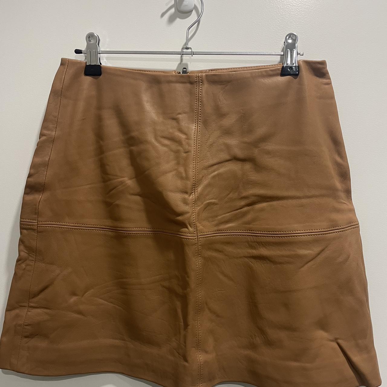 Kookai New Jersey camel skirt Leather skirt Size - Depop