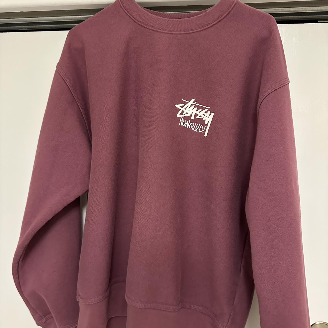 Pink stussy-sweatshirt - Depop Pink stussy-sweatshirt - Depop