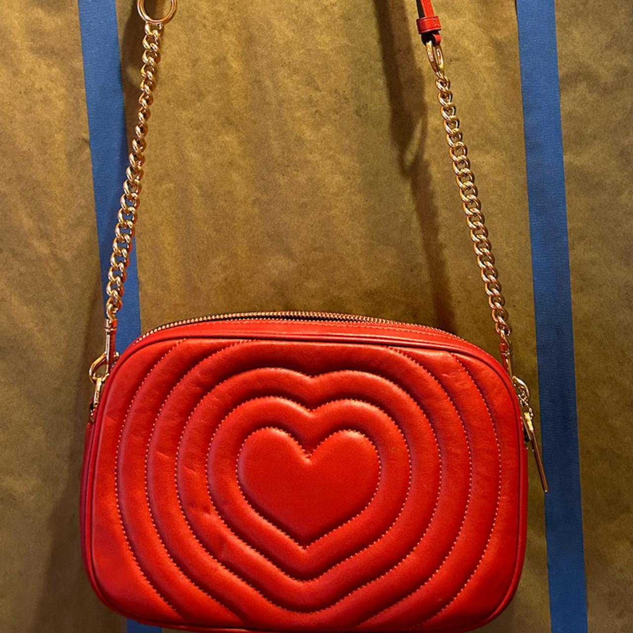 Quilted Heart Crossbody Bag - Red
