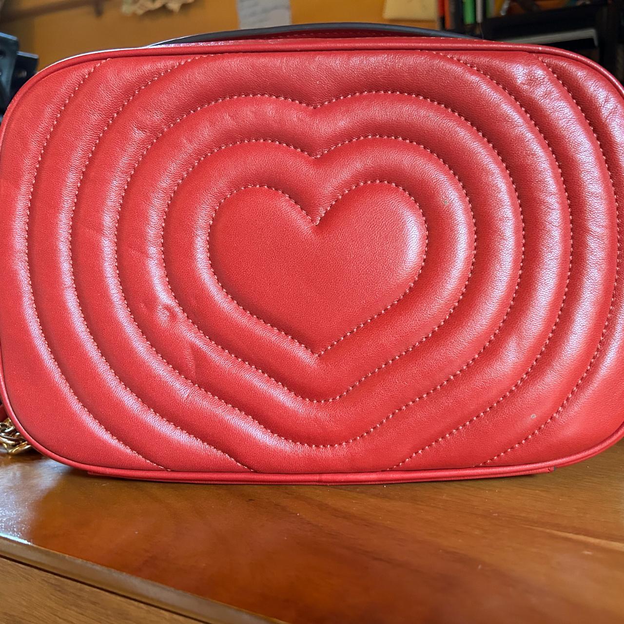 Red Coach crossbody bag with heart quilting on front - Depop