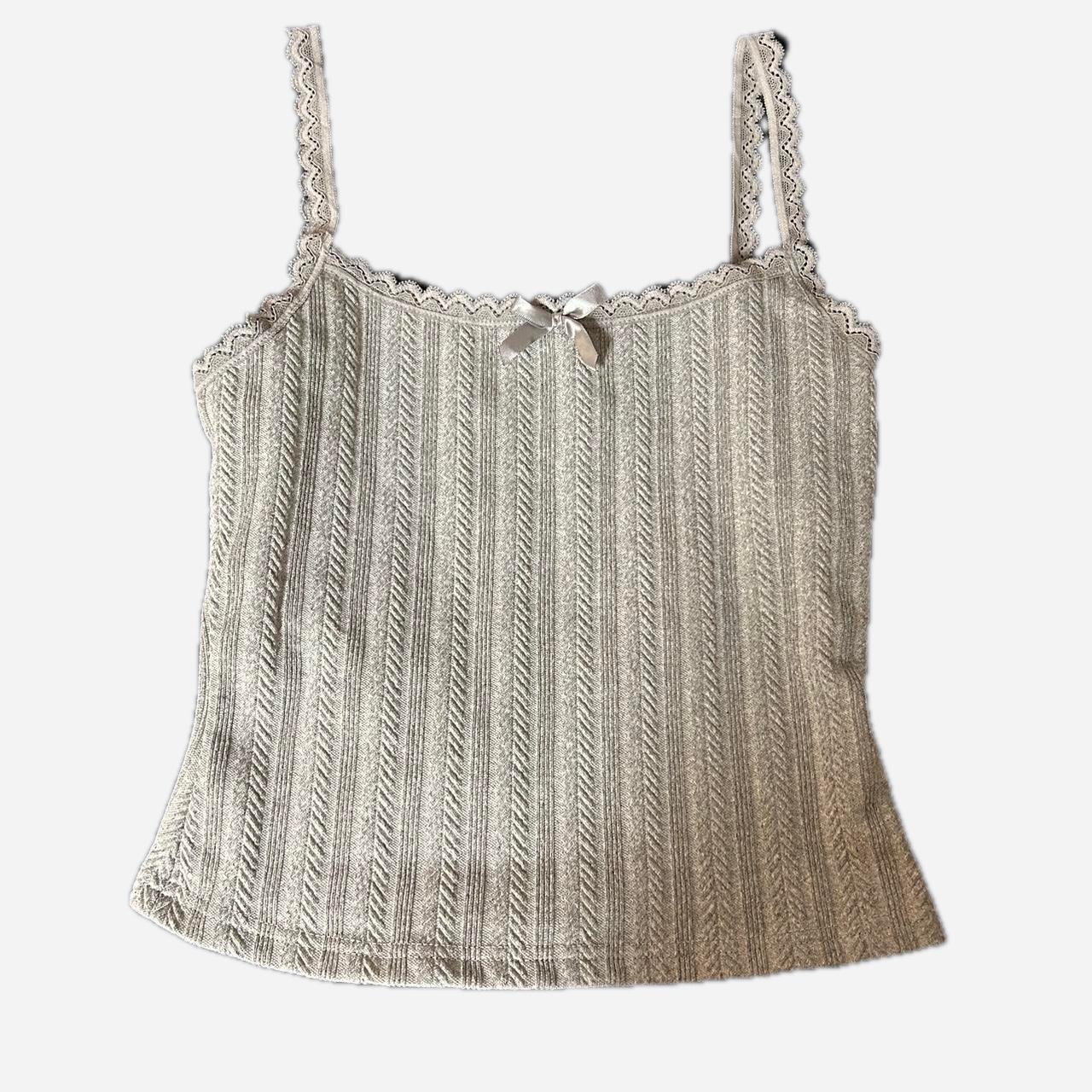 Grey lace tank top 🩶 Only worn once Depop