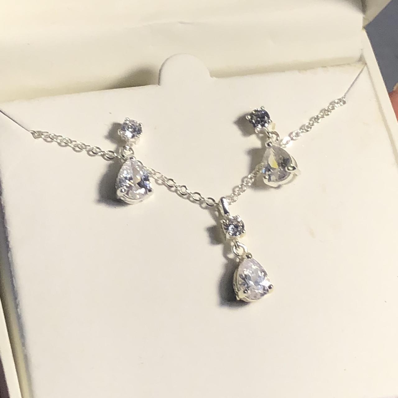 Beautiful Necklace And Earrings Silver Set Depop   P0 