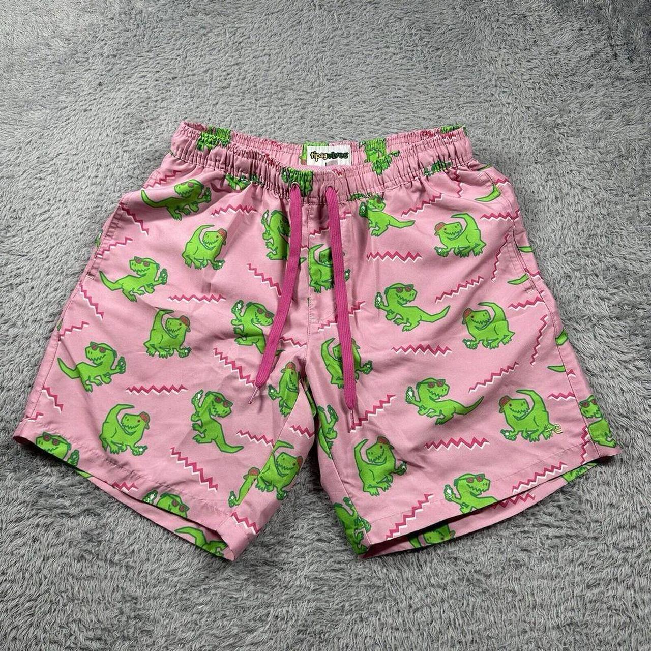 Tipsy Elves Swim Trunks Mens Medium Pink Dino Disco. Depop