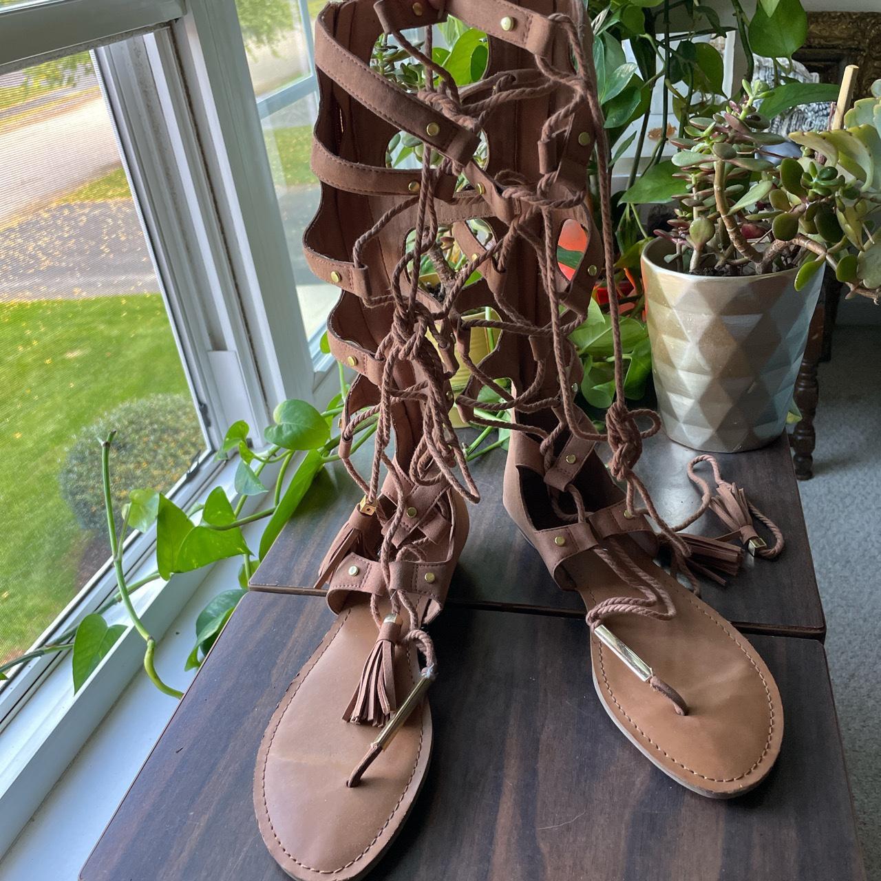 Studded gladiator sandals, tobacco | Pennyblack