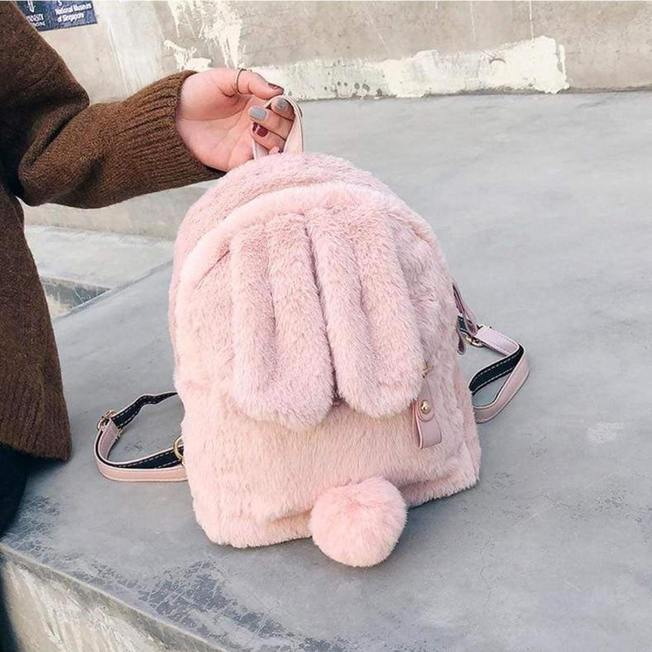 Plush Fuzzy Pink Bunny Mini Backpack! A Cute Plush... - Depop