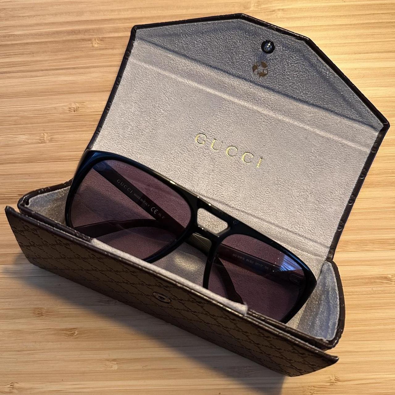 Gucci 57mm Aviator Sunglasses Shiny Black Gray