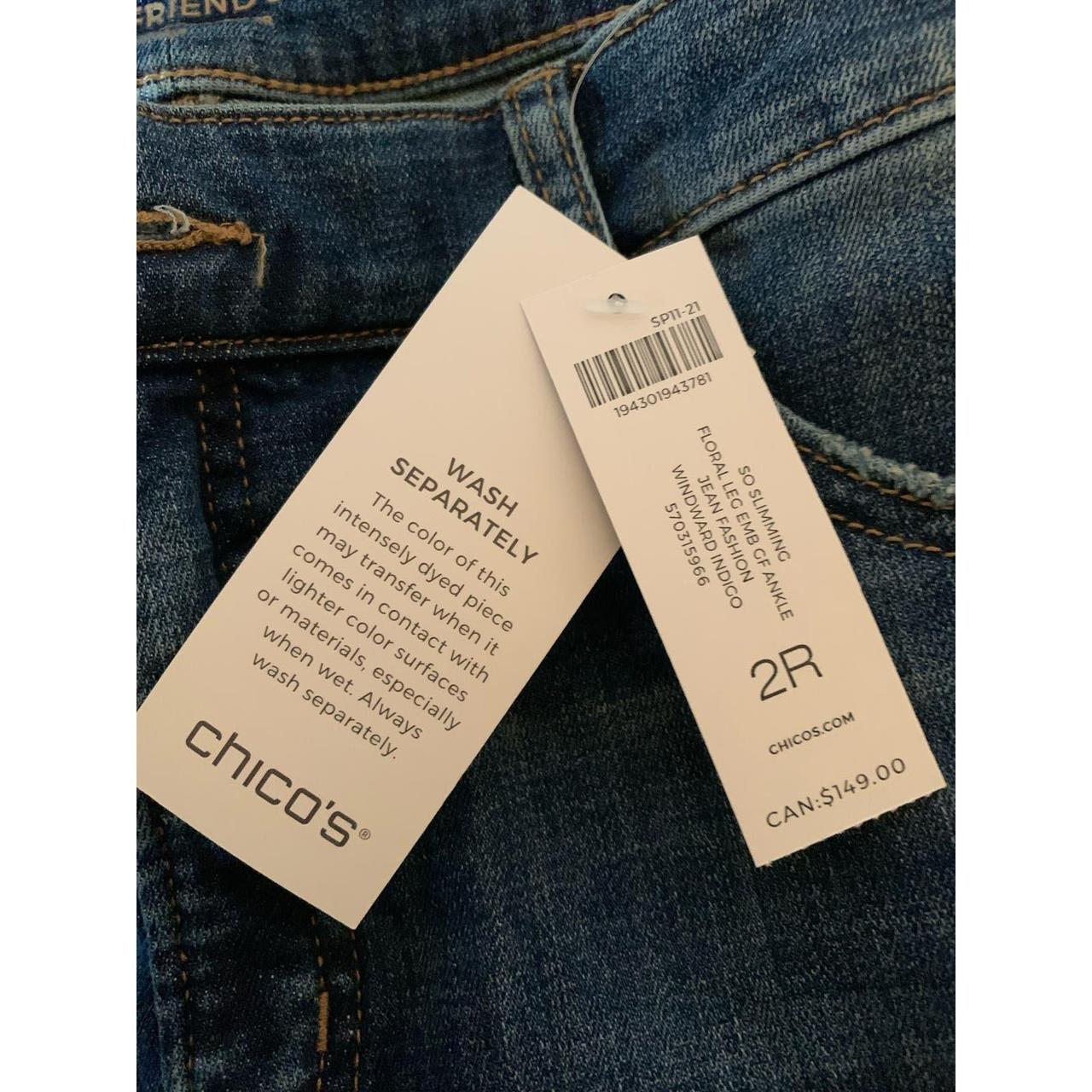 SO SLIMMING Chico's Floral-Embroidered Girlfriend Ankle Jeans