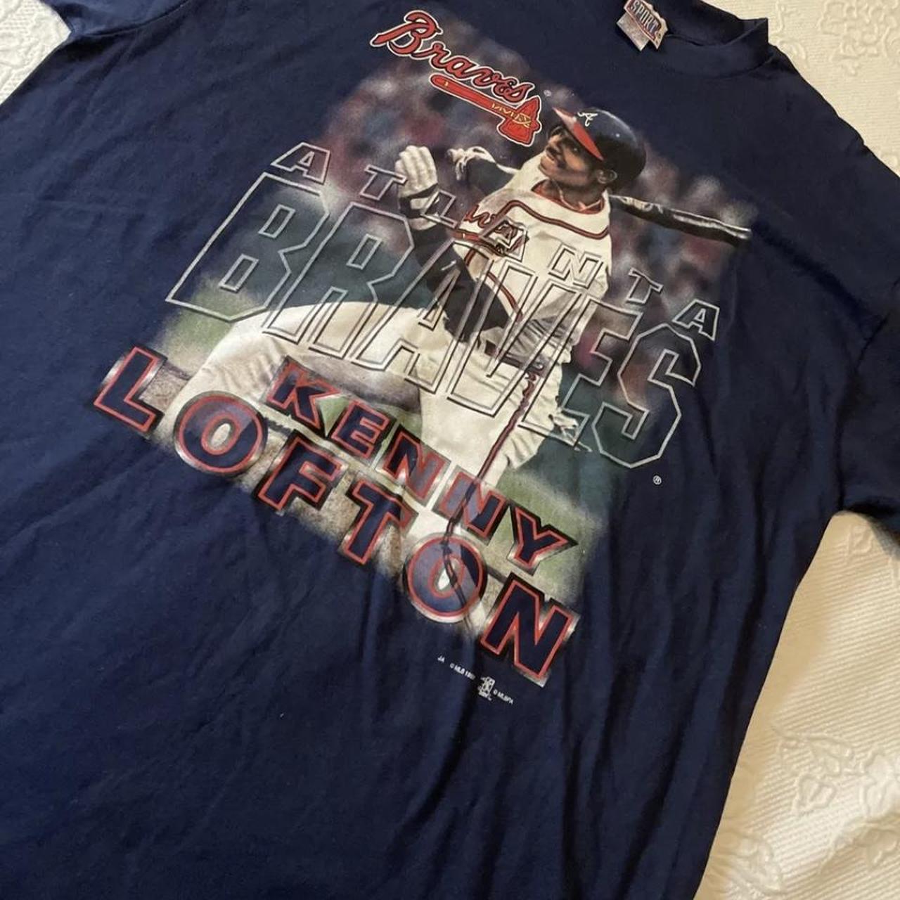 Vintage Blue Atlanta Braves Kenny Lofton MLB... - Depop