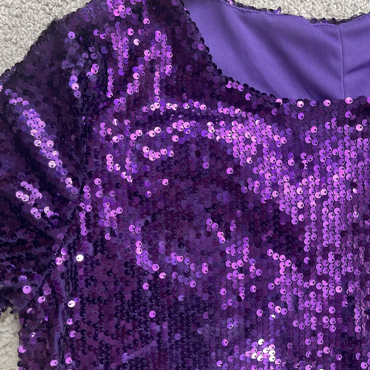 Mini purple sequin dress Worn once, short line of... - Depop