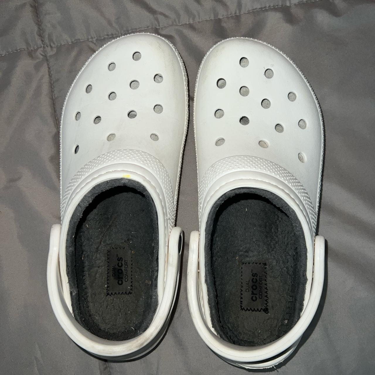 Women’s white fuzzy crocs Used a few times #crocs... - Depop