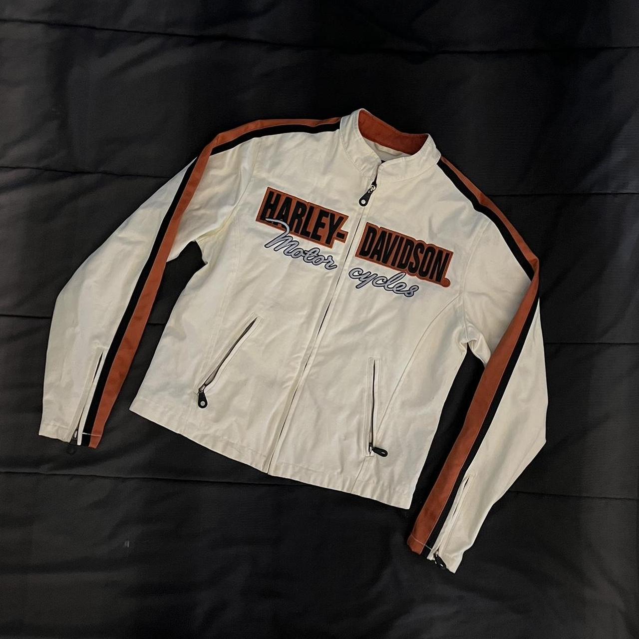 Women’s Harley orders Davidson Jacket Cream Orange Stripes size medium