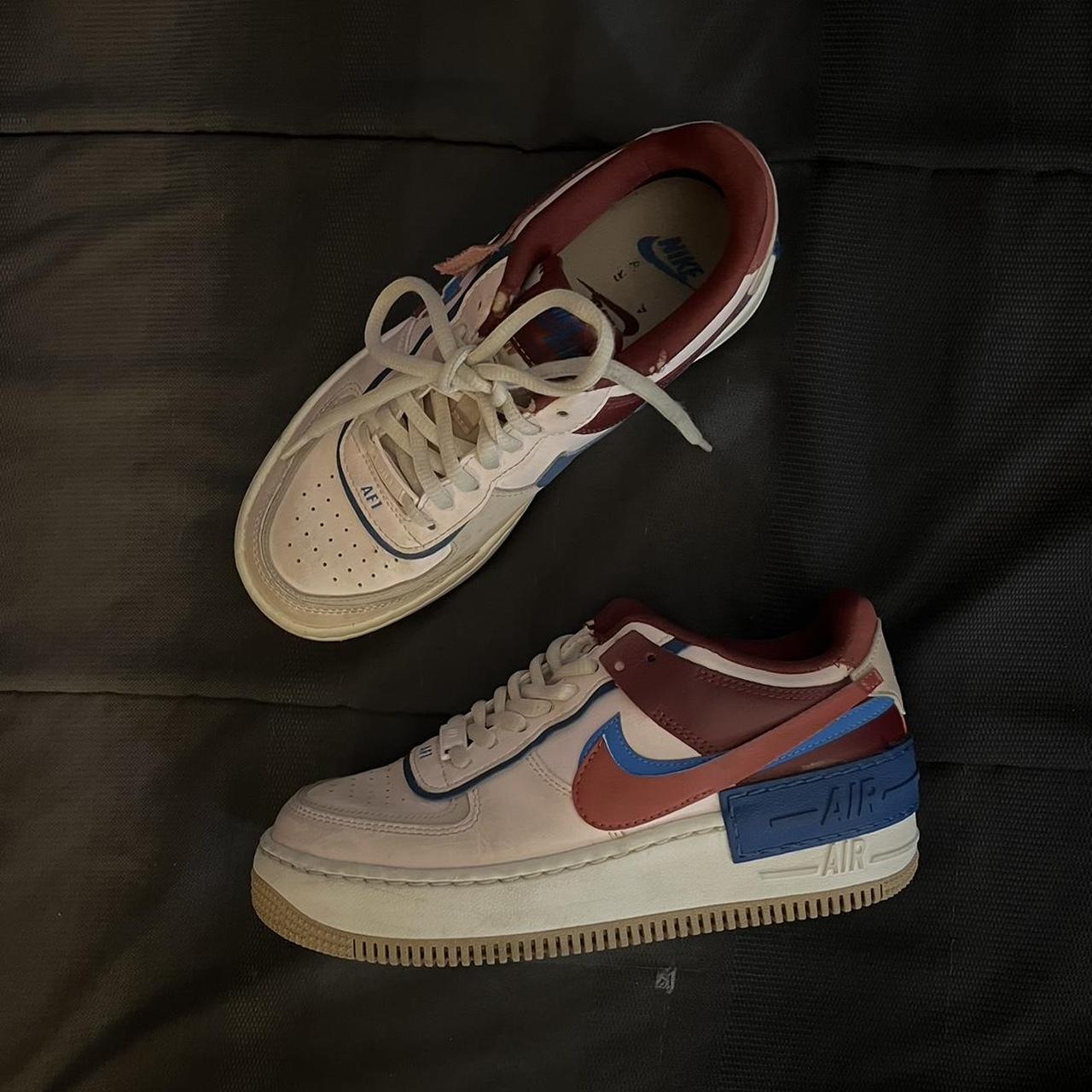 Size 5.5 Nike Air AF1 sneakers white with pink red. Depop