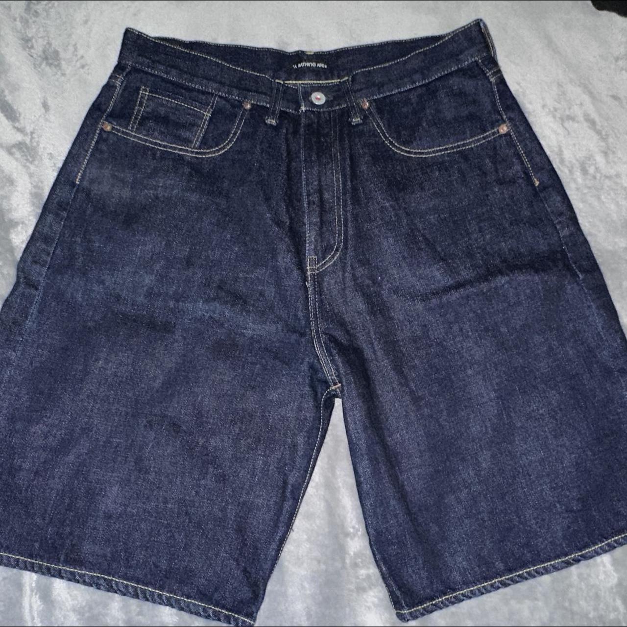 BAPE DENIM JORTS Y2K STYLE worn once Tag states... - Depop