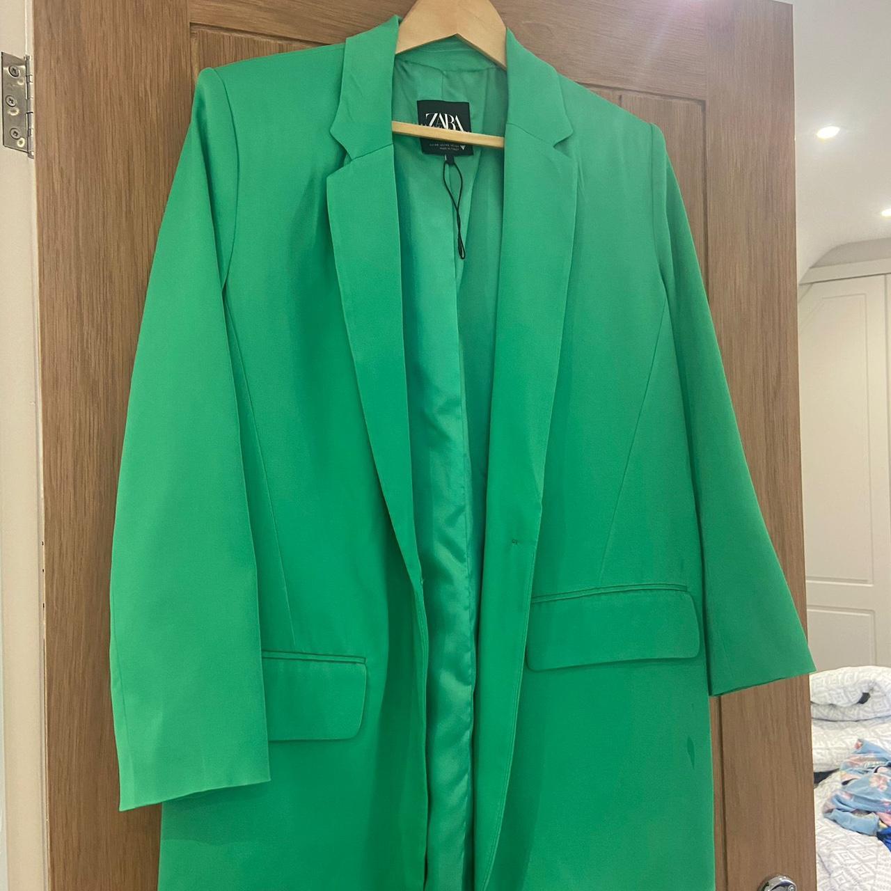 Zara emerald green blazer size S *small water mark... - Depop