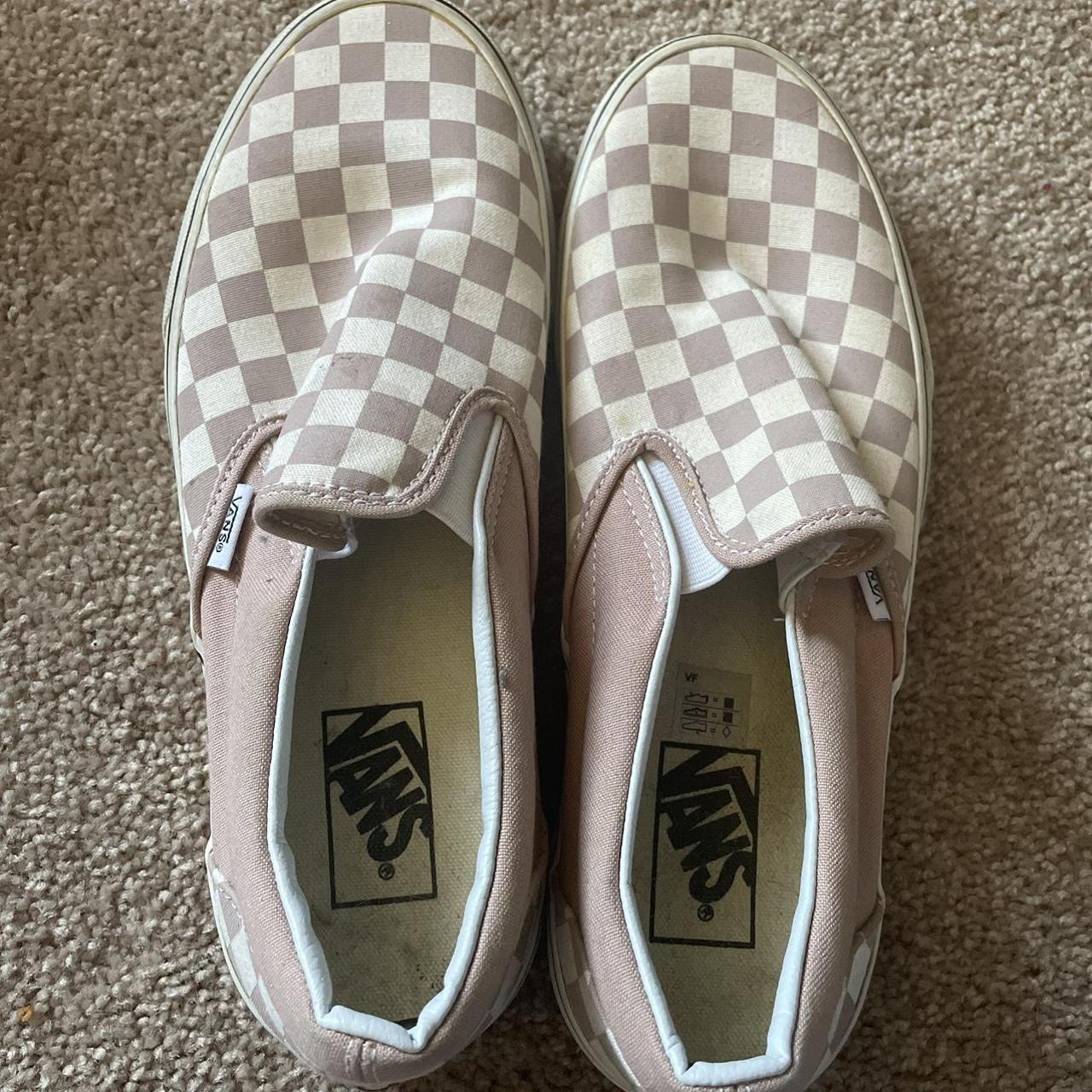 Vans Men's White and Pink Trainers | Depop