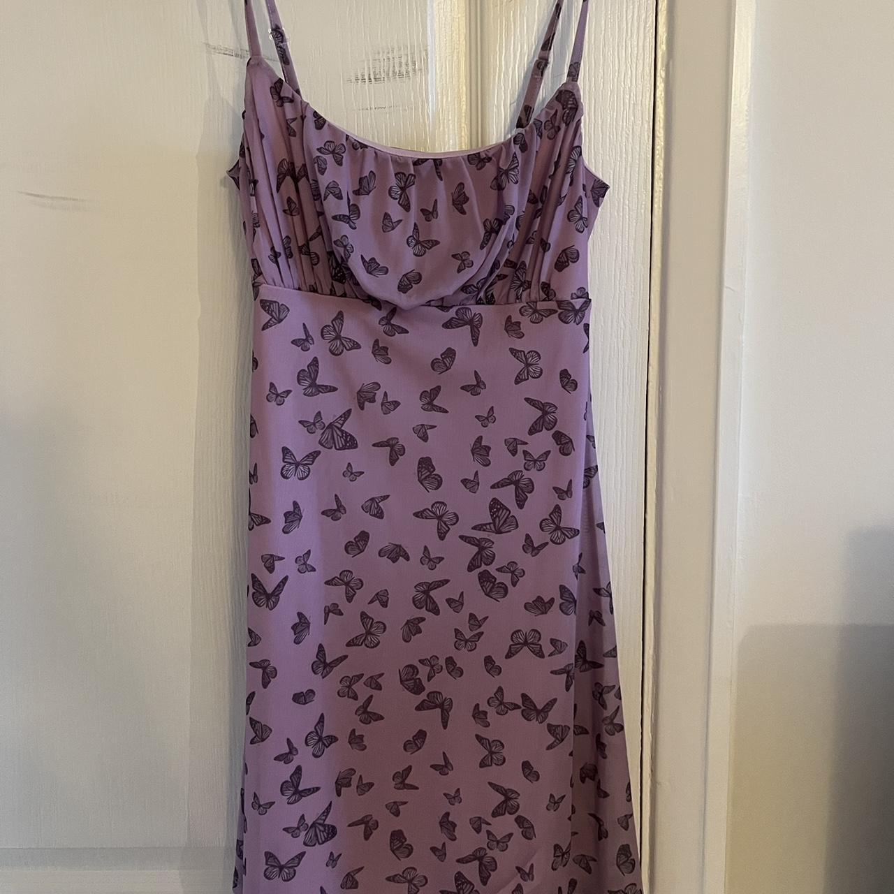 Purple butterfly dress from New Look. Only worn once... - Depop