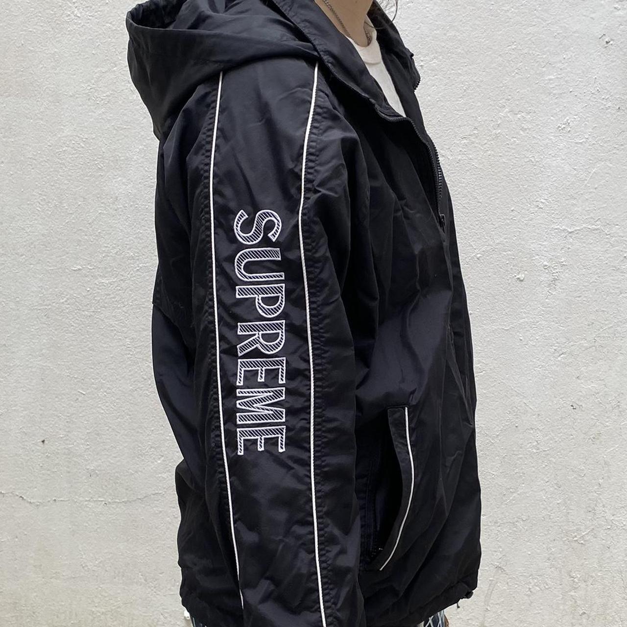Supreme SS17 stripped logo wind breaker zip up | Depop Supreme SS17 stripped logo wind breaker zip up | Depop