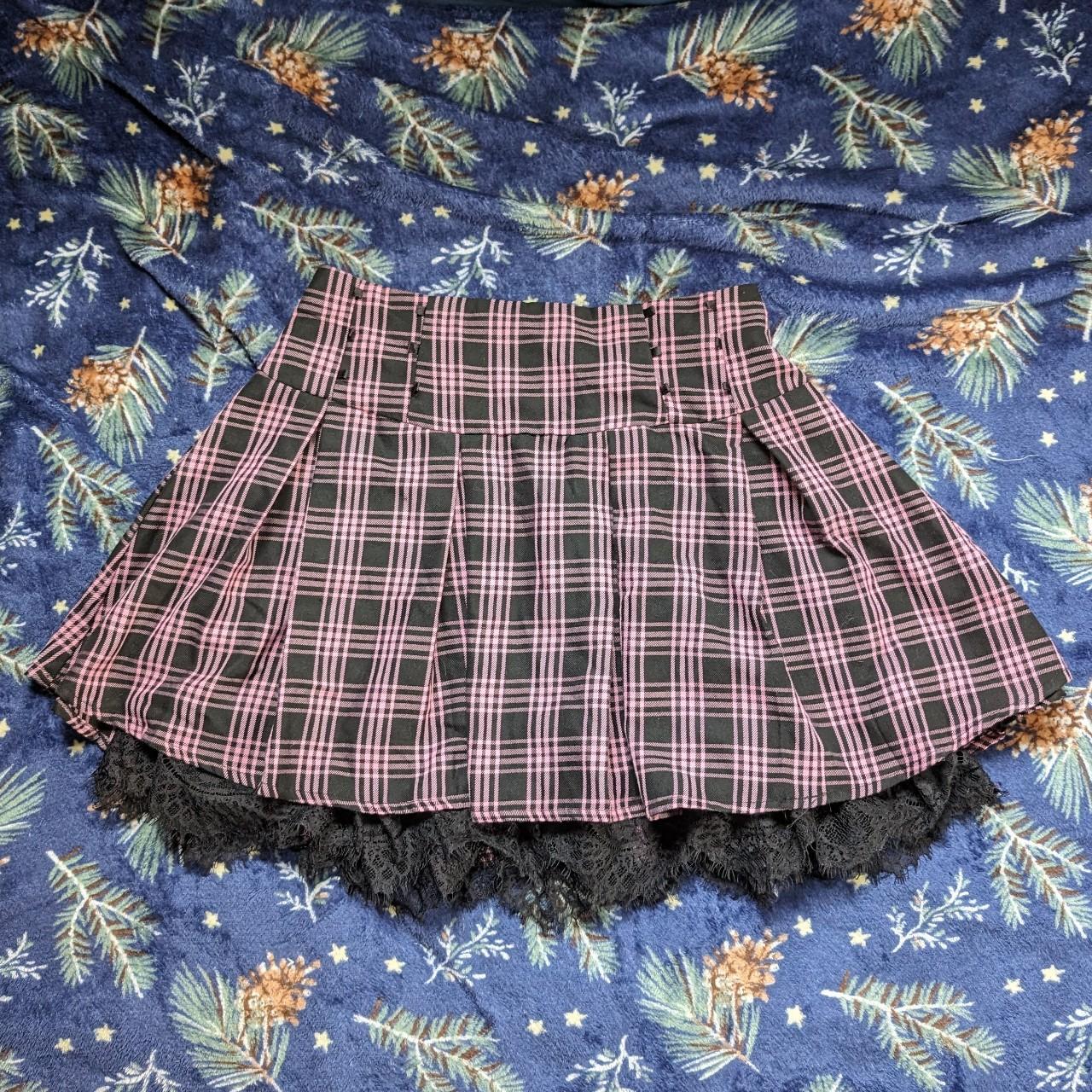 Hot topic pink plaid skirt best sale