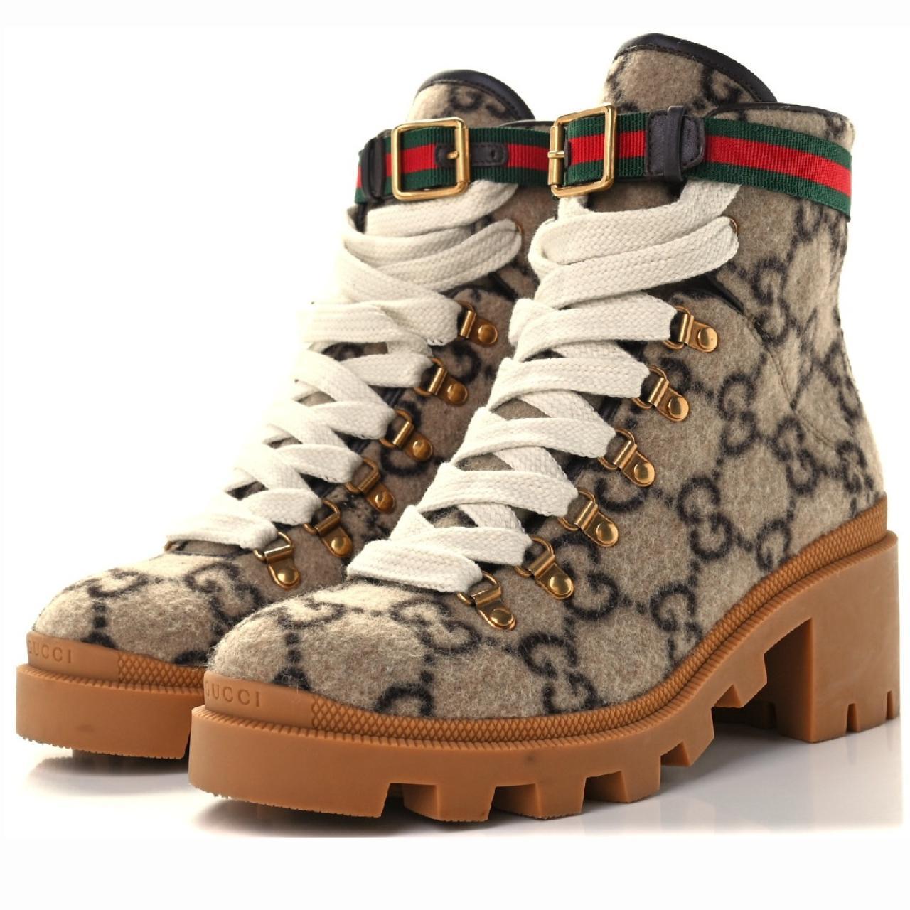 Gucci Wool Monogram Combat Boots, Size 39 How... - Depop