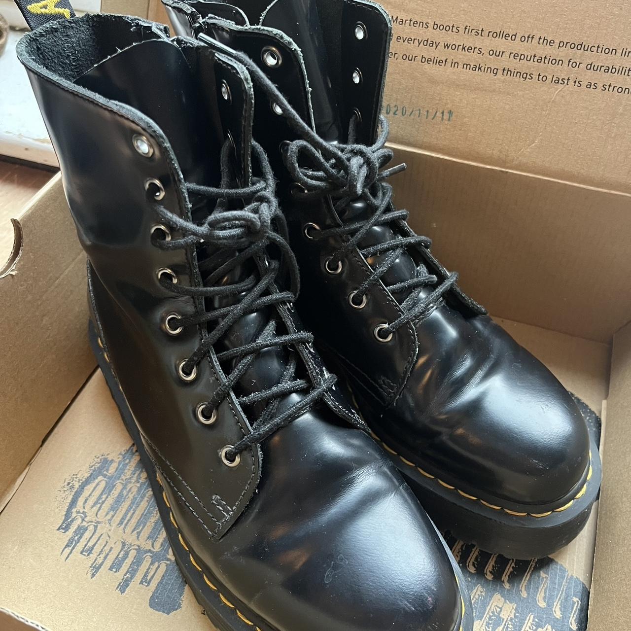 Dr Marten Jadon black leather size 8 UK boots. Used