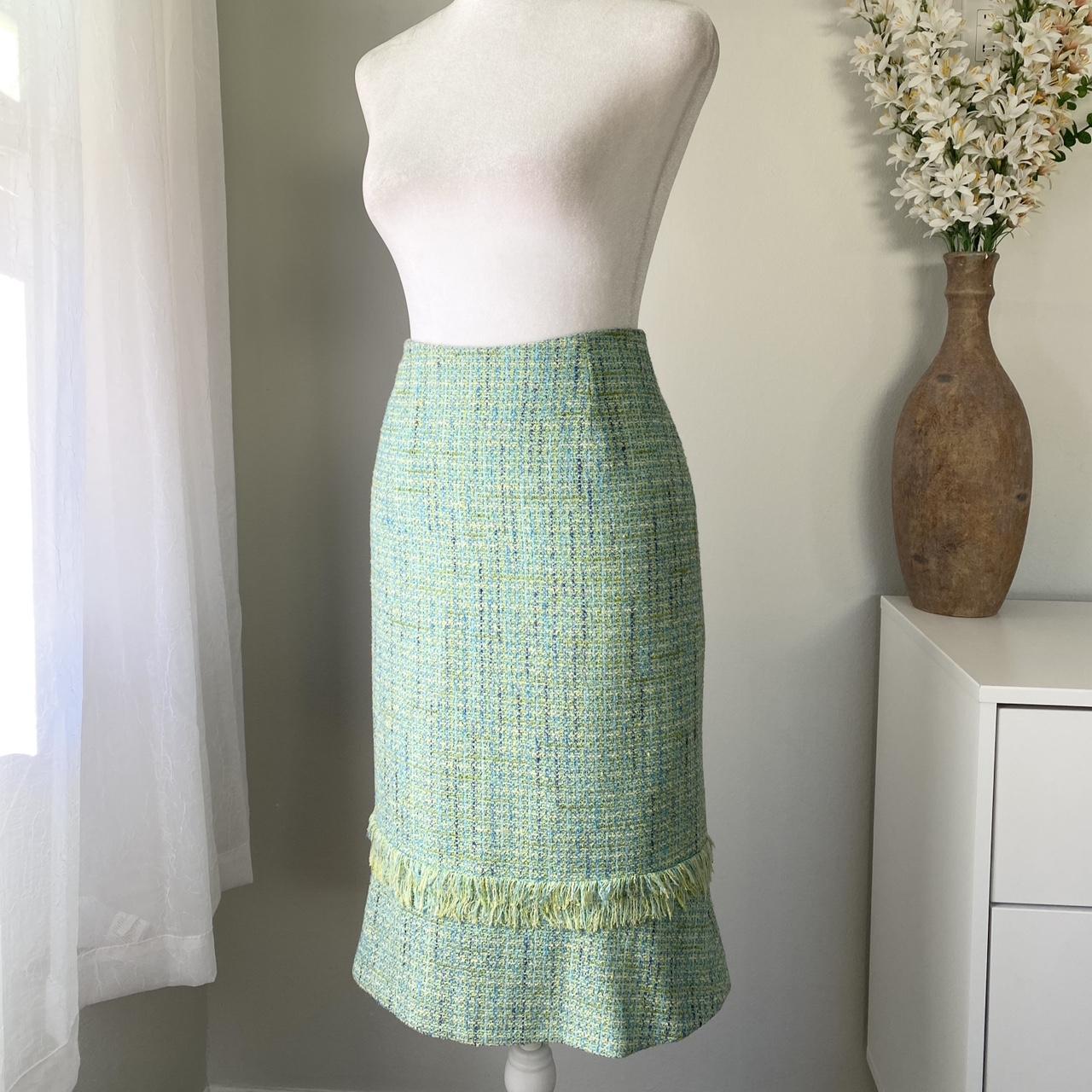 Carmen Marc Valvo Mint Tweed Pencil Skirt, Carmen...