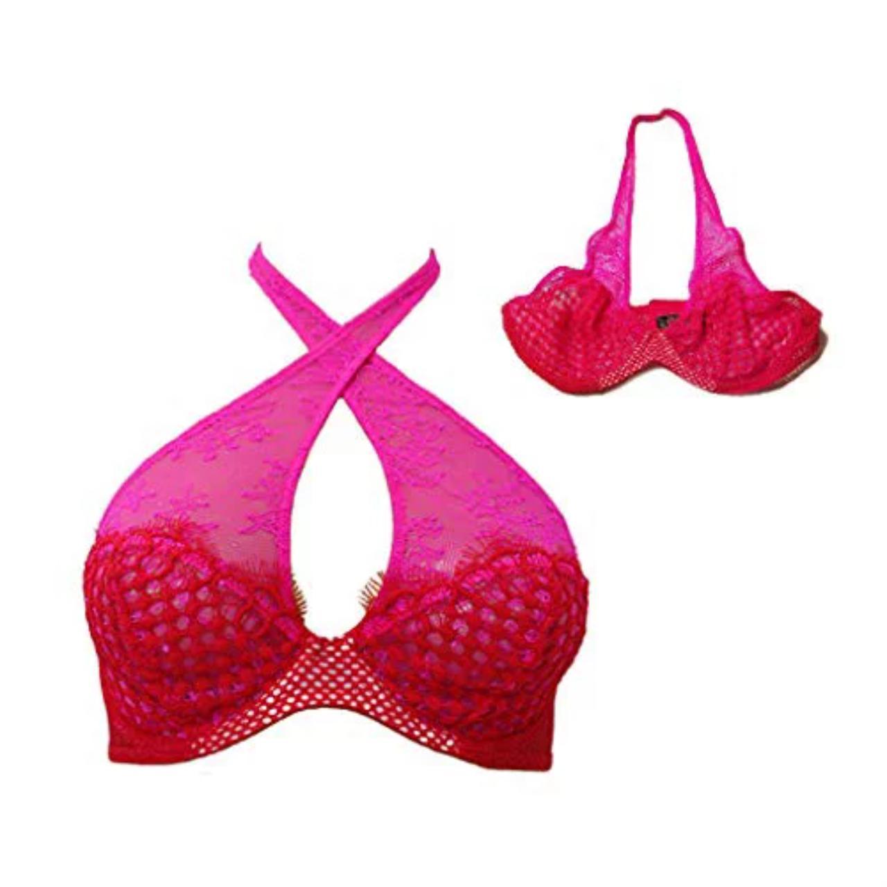 Victoria's Secret Halter Bra Red/Pink, 36C, Sexy - Depop