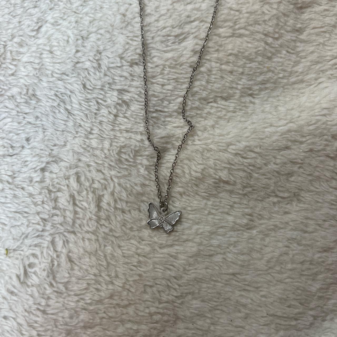 Brandy Melville silver butterfly necklace Depop