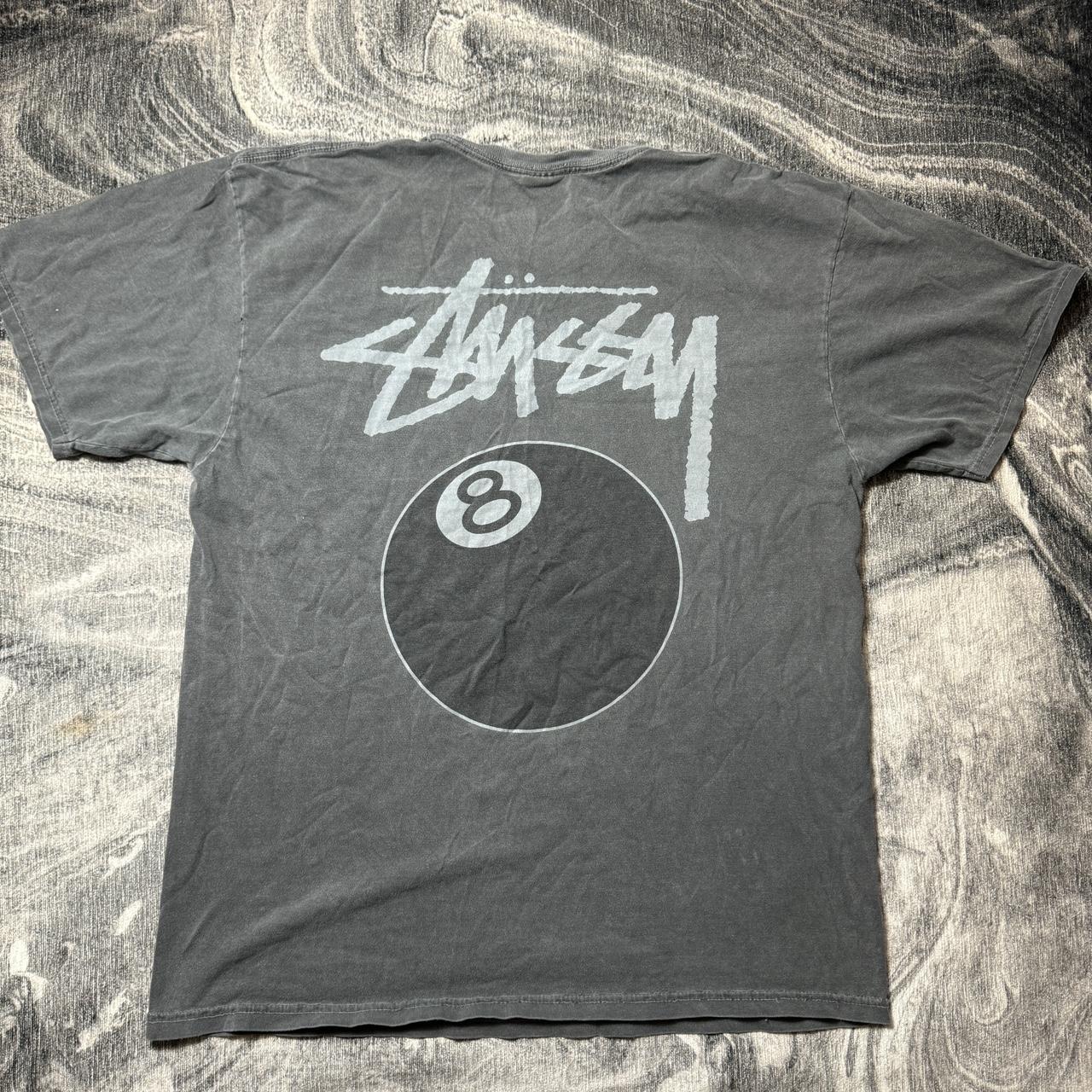 Stüssy Graphic T-Shirt Grey large Pre owned Does... - Depop