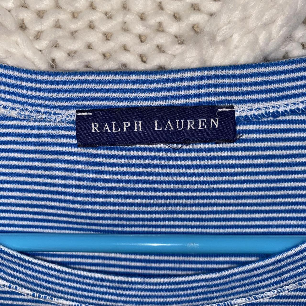 00s Blue and white Ralph Lauren striped top... - Depop